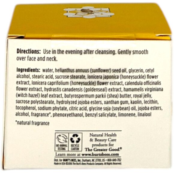 Burt’s Bees Skin Nourishment Night Cream with Royal Jelly 1.8 oz Hydrating Cream - Picture 3 of 7